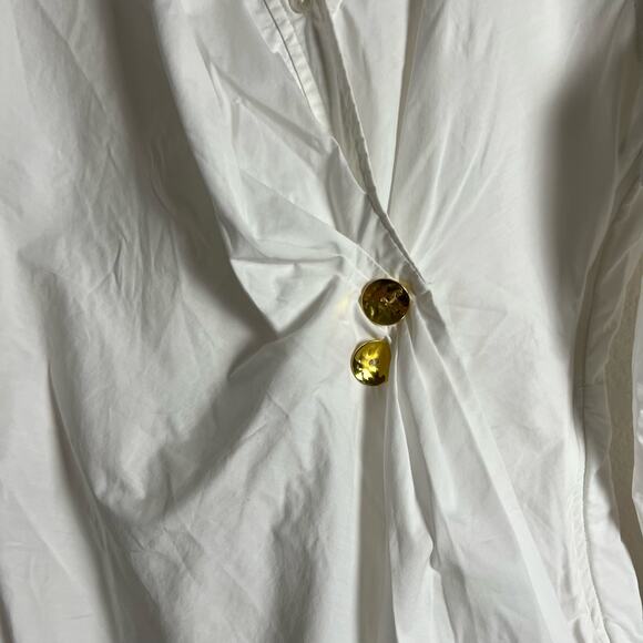 Tanya Taylor Winnie White Long Sleeve Poplin Wrap Shirt Mini Dress Size 6 - Picture 11 of 14